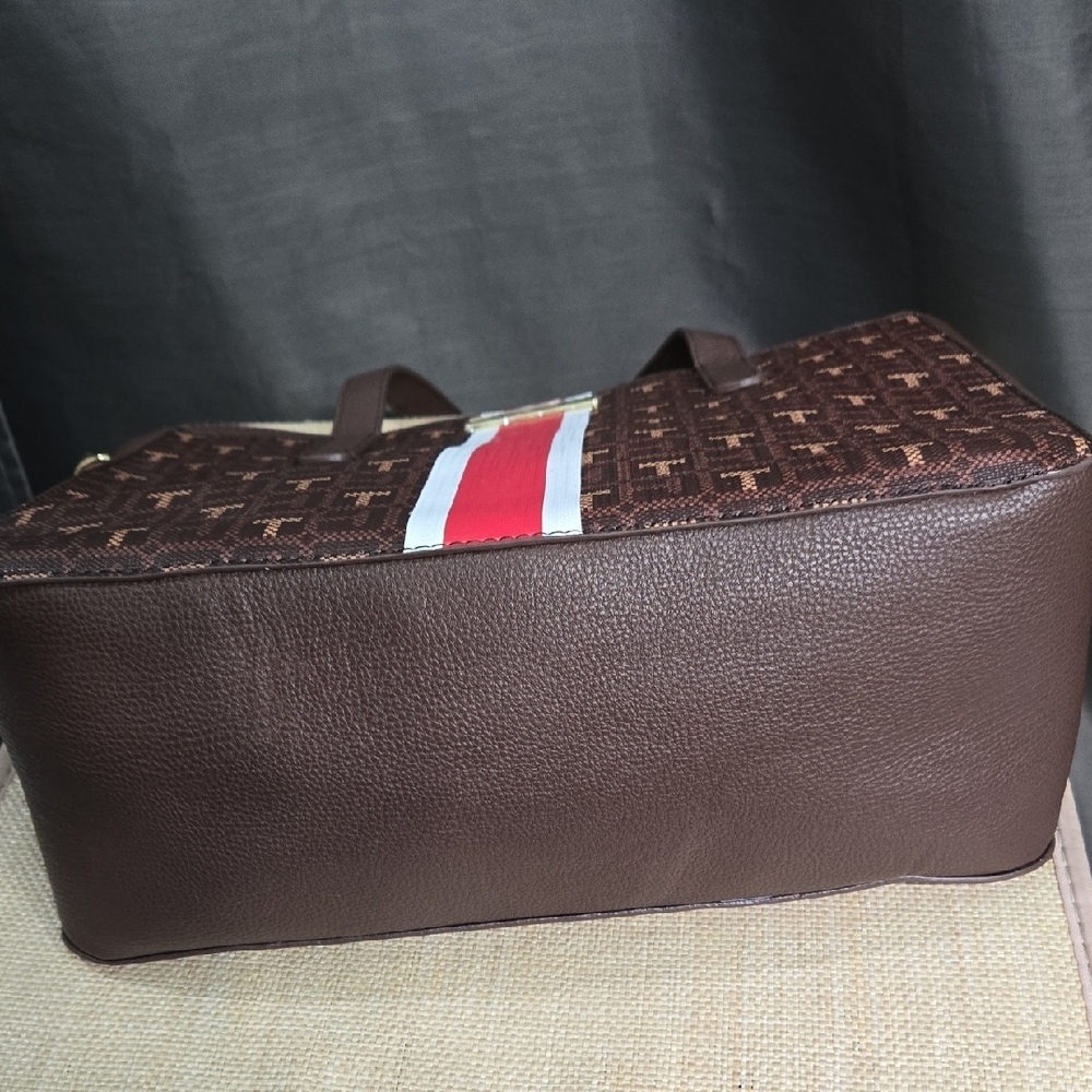 Tommy Hilfiger Brown and Red Tote Bag - Picture 6 of 10